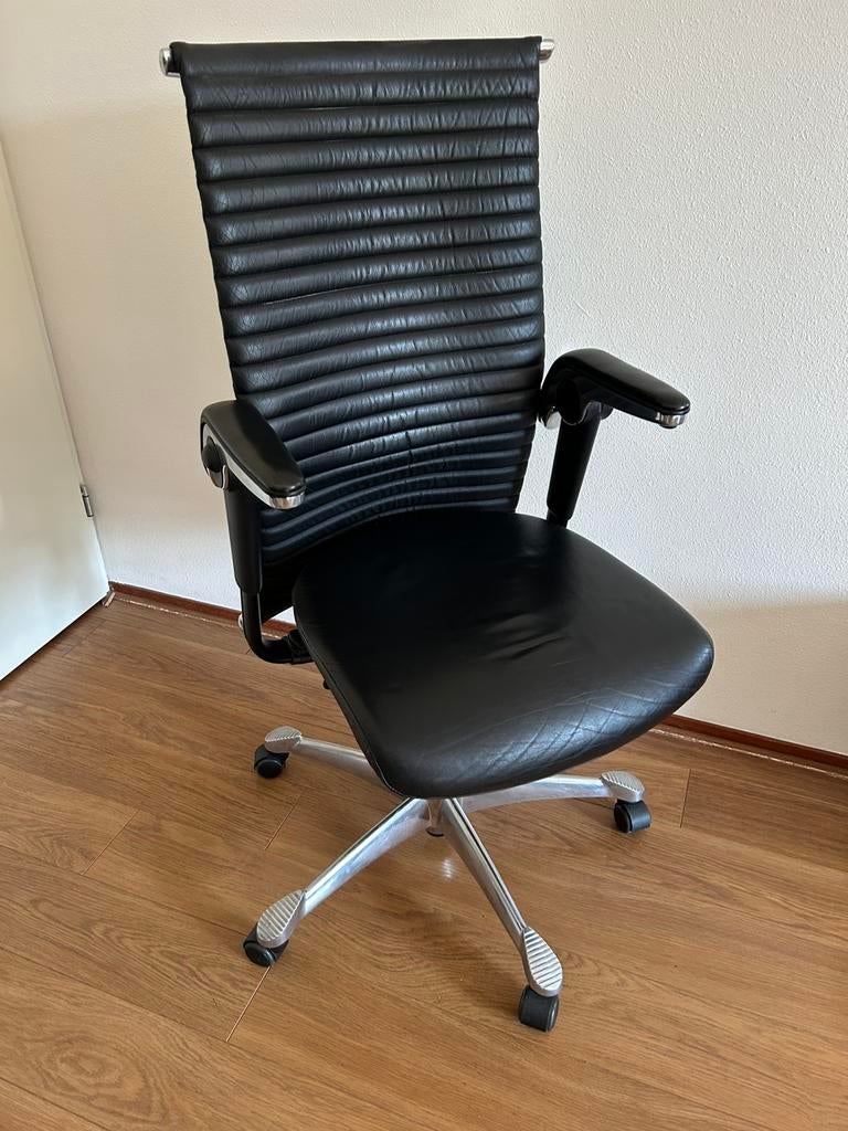 HÅG H09 Excellence 9321 lederen directie bureaustoel, Huis en Inrichting, Bureaustoelen, Zo goed als nieuw, Bureaustoel, Zwart