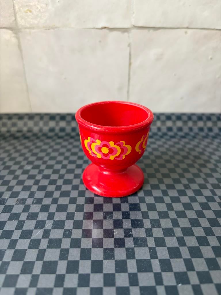 Emsa eierdopje rood met bloemen, Kunststof, Ophalen of Verzenden, Rood, Overige merken