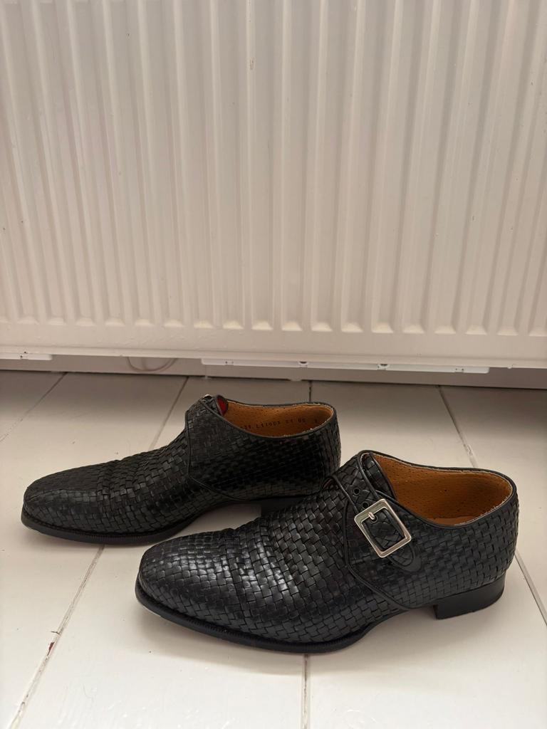 Dieter Kuckelkorn Gevlochten Leren Gespschoenen maat 41, Zwart, Ophalen of Verzenden, Gespschoenen, Gedragen