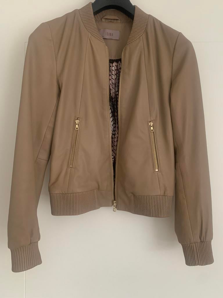 Ibana leren bomber jack maat 36, Beige, Ophalen of Verzenden, Zo goed als nieuw, Maat 36 (S)