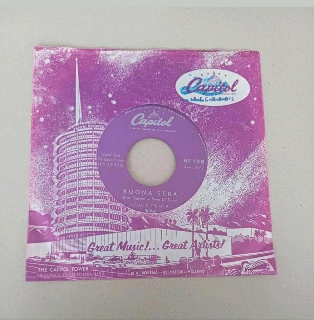 Louis Prima - Buona Sera/ Oh Marie, Cd's en Dvd's, Vinyl Singles, Gebruikt, 7 inch, Single, Ophalen of Verzenden
