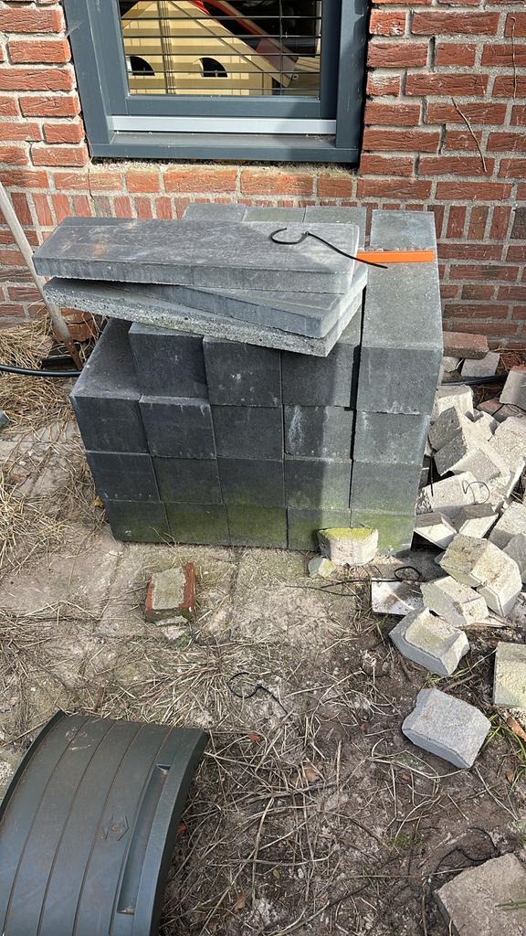 Stapelstenen / Terrastegels - Grijs Beton, Tuin en Terras, Tegels en Klinkers, Ophalen, Gebruikt, Overige typen, Minder dan 5 m²