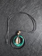 Halsketting met malachiet-look hanger en bladbedel, Ophalen, Overige kleuren, Nieuw, Overige materialen