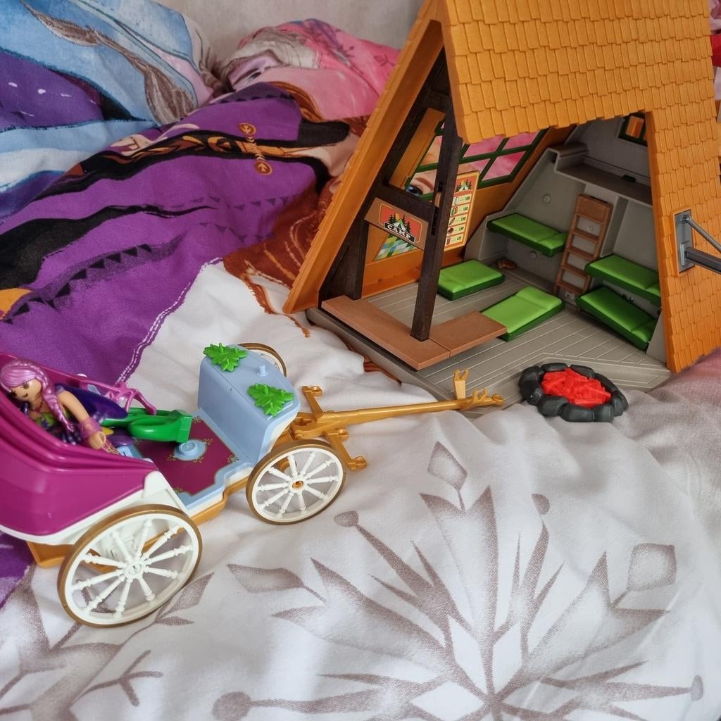Playmobil set met huisje, koets en boot, Ophalen, Gebruikt