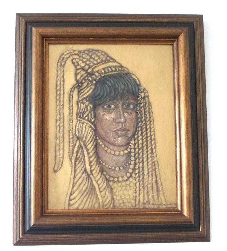 Olieverf schilderij "Oosterse vrouw" (gesigneerd), Antiek en Kunst, Kunst | Schilderijen | Modern, Ophalen of Verzenden