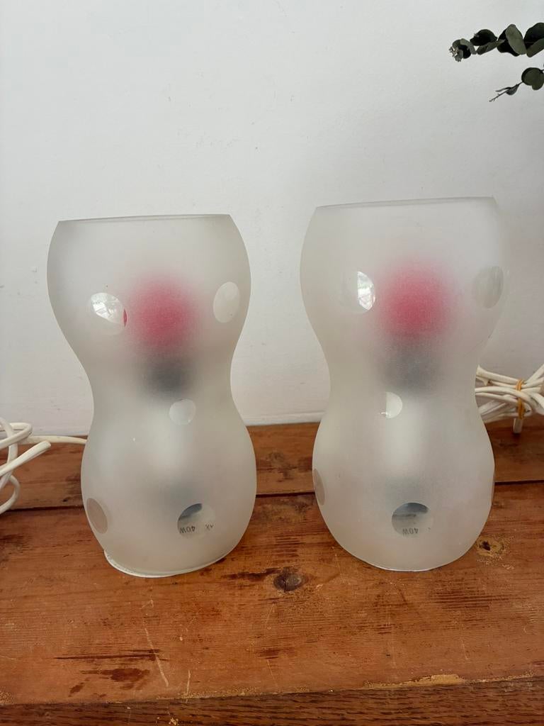 Vintage ikea lamp 2x, Huis en Inrichting, Lampen | Tafellampen, Ophalen of Verzenden, Zo goed als nieuw, Glas, Minder dan 50 cm