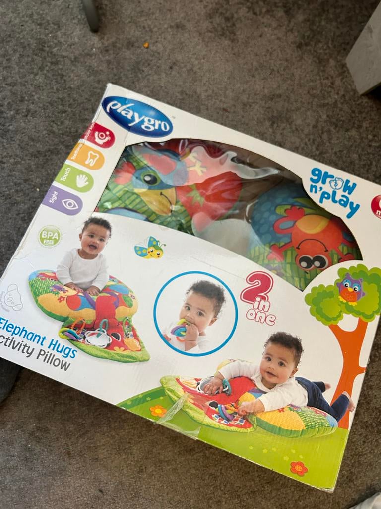 Playgro Tummy Time Olifant Activiteitenkussen 2-in-1, Ophalen of Verzenden, Nieuw, Overige typen
