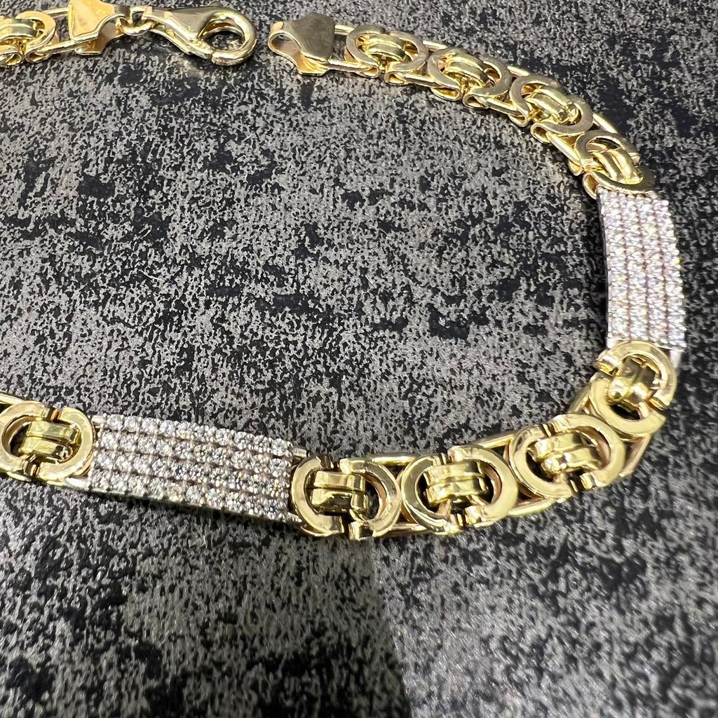 14 karaat gouden armband platte koningsschakel massief, Ophalen of Verzenden, Nieuw, Goud
