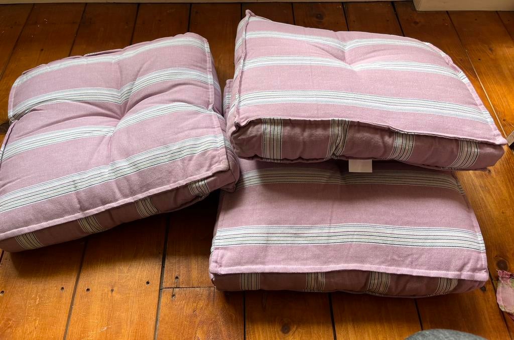 3 mooie katoenen stoel- of bankkussens, Tuin en Terras, Ophalen, Nieuw