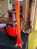 Oranje rode glazen vaas - 50 cm hoog!, Ophalen of Verzenden