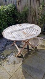 Teak opklapbare tuintafel 120cm, Tuin en Terras, Tuintafels, Ophalen, Gebruikt, Rond, Teakhout