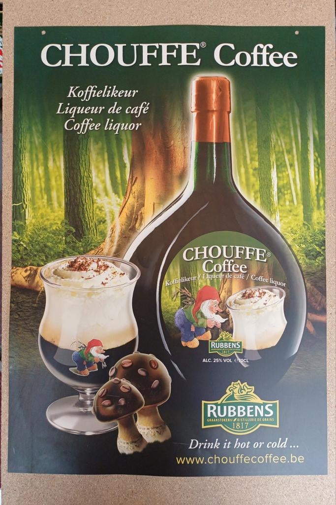 Chouffe Coffee Origineel Reclamebord PVC, Verzamelen, Ophalen, Gebruikt, Reclamebord, Plaat of Schild, Duvel