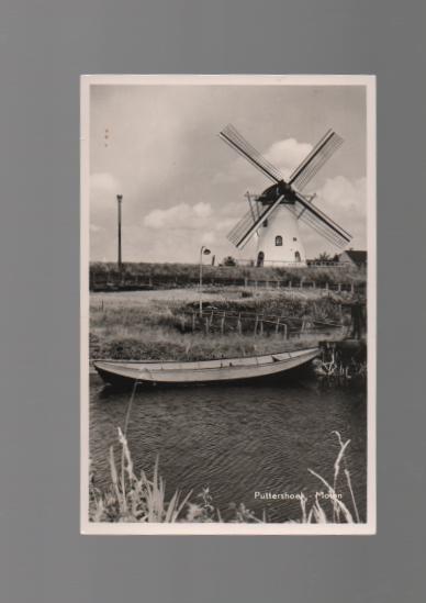 Puttershoek Molen De Lelie Uitg M Dubbelman Poststempel 1959, Ophalen of Verzenden, 1940 tot 1960, Gelopen, Zuid-Holland