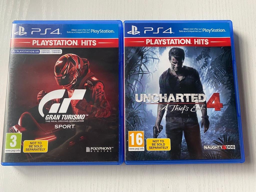 PS4 games bundle Uncharted 4 + Gran Turismo, Overige genres, 1 speler, Ophalen of Verzenden, Zo goed als nieuw