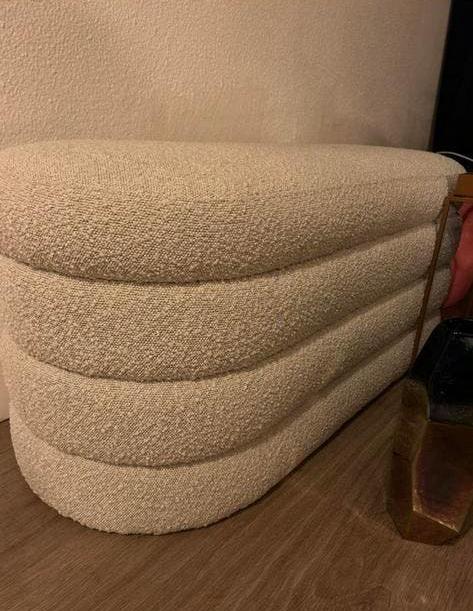 Westwing - Bouclé Bankje / Poef, Ophalen, Minder dan 50 cm, 100 tot 125 cm, Zo goed als nieuw