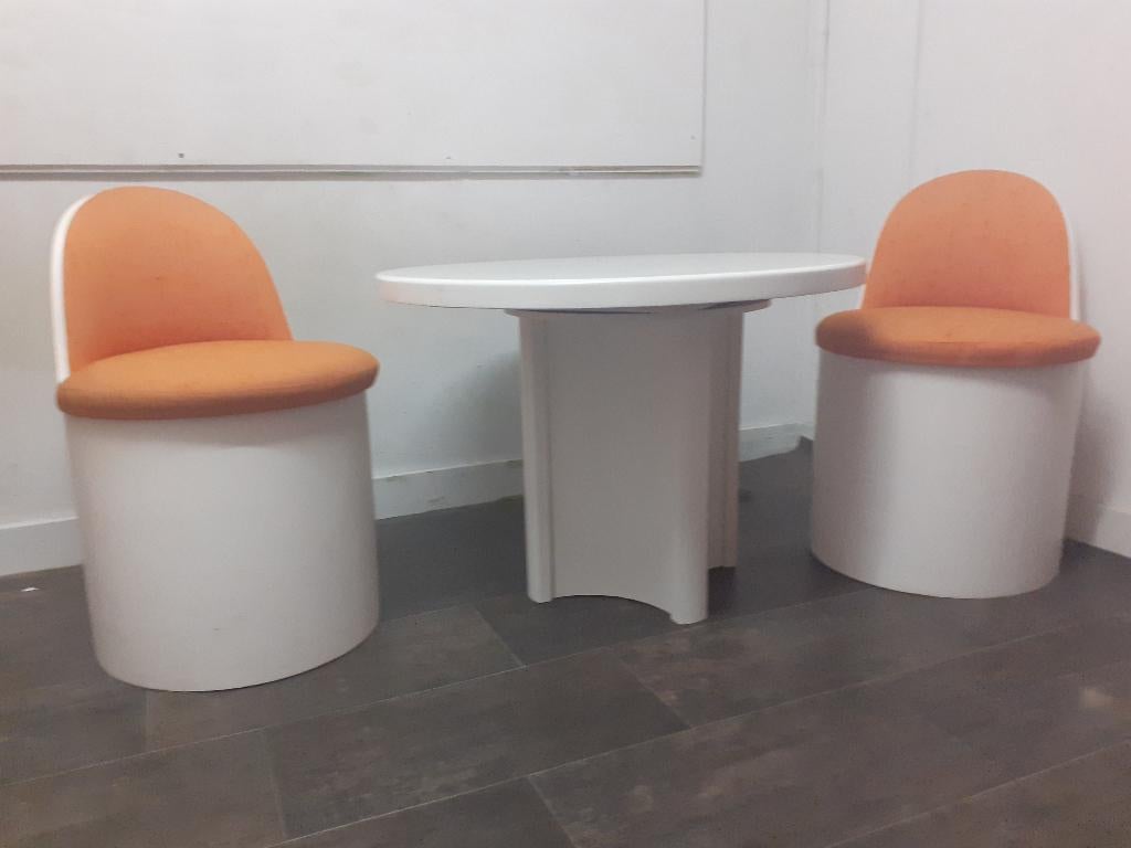 plywood set tafel 2 stoelen Italy design jaren 60 70 retro, Ophalen, Gebruikt, Overige materialen, ?