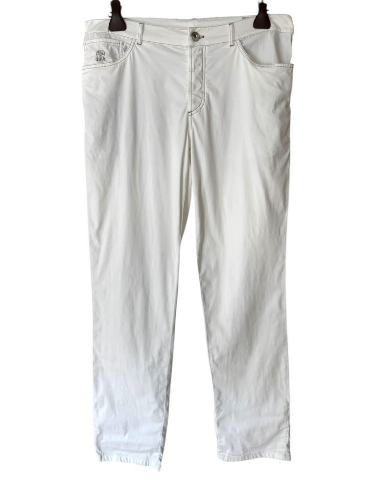 Brunello Cucinelli witte broek – Slim Fit – maat 54, Ophalen of Verzenden, Zo goed als nieuw, Maat 52/54 (L), Wit
