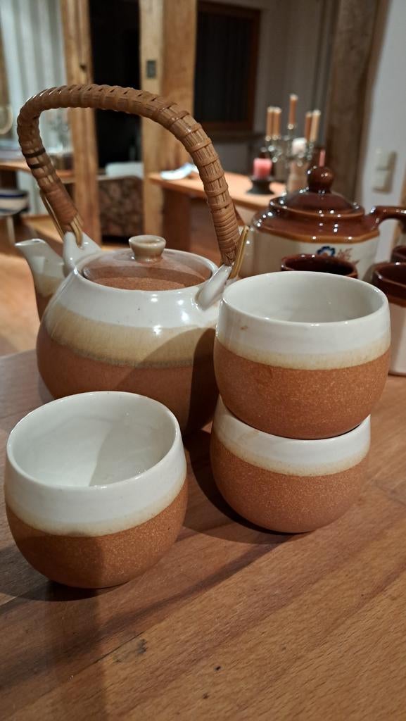Oud Thee servies met 3 bekers, Ophalen of Verzenden