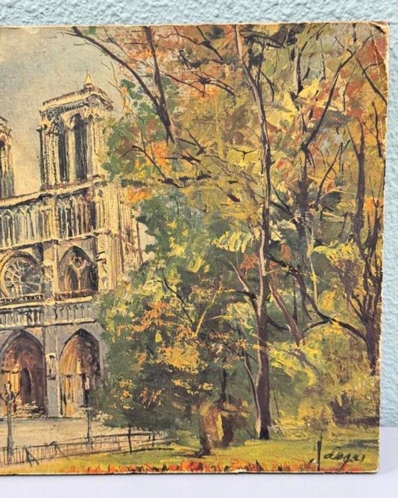 Schilderij Notre Dame Kathedraal Parijs Frankrijk op Hout vt, Antiek en Kunst, Ophalen of Verzenden