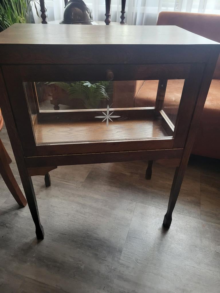 Vintage  Theekastje met glazen deur, Ophalen of Verzenden