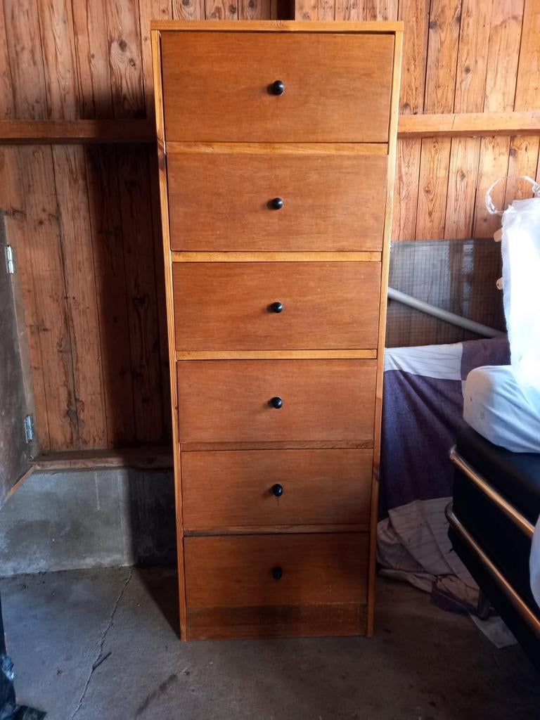 Houten Ladekast met 6 Laden, Huis en Inrichting, Ophalen, Gebruikt, 5 laden of meer, 100 tot 150 cm