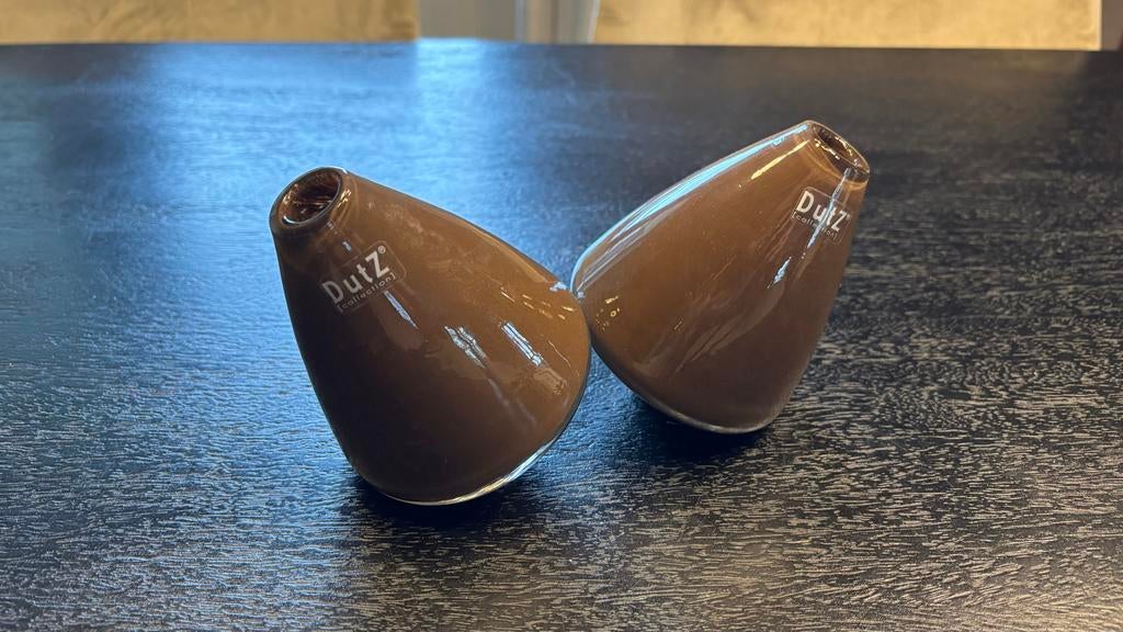 Dutz Tuimelvaasjes Vaasje Bruin - Set van 2, Overige kleuren, Ophalen of Verzenden, Minder dan 50 cm, Glas