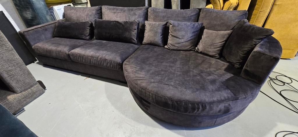 Grote Antraciet Velvet rond eiland / hoek, Modern, Comfortabel, Onbekend, Ophalen of Verzenden, Zo goed als nieuw