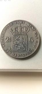 Zilveren 2½ Gulden Willem III uit 1865, Koning Willem III, Zilver, Ophalen of Verzenden, Losse munt