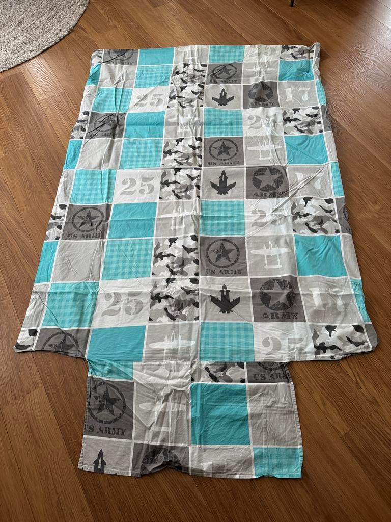 Eenpersoons dekbedovertrek met legerprint, Eenpersoons, Blauw, Dekbedovertrek, Ophalen of Verzenden