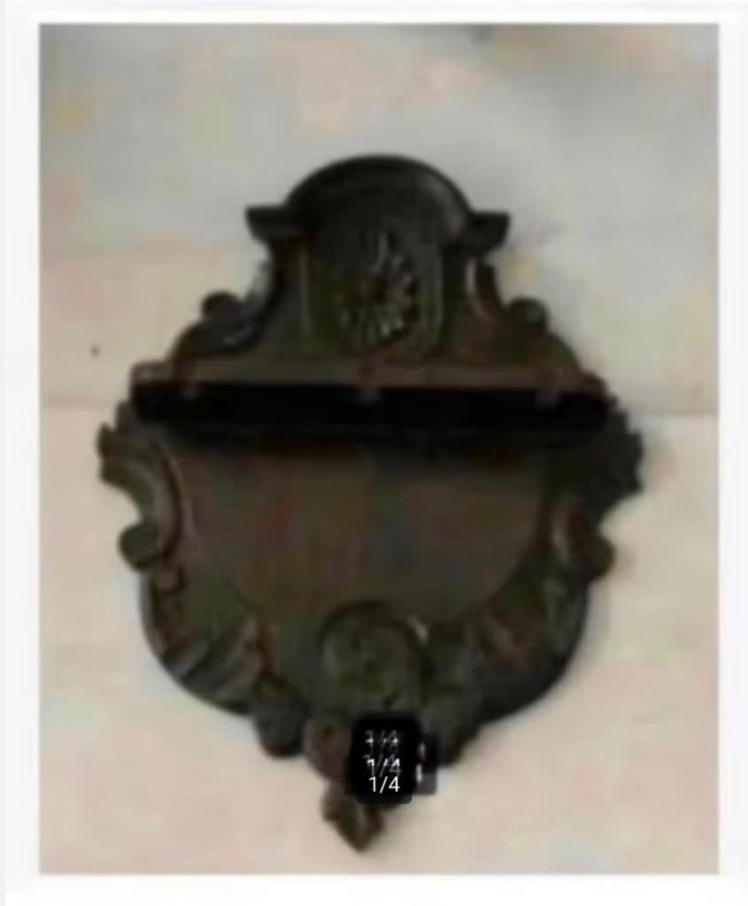 Brocante Houten bewerkt lepel rek voor 3 lepels, bloem krul, Ophalen of Verzenden