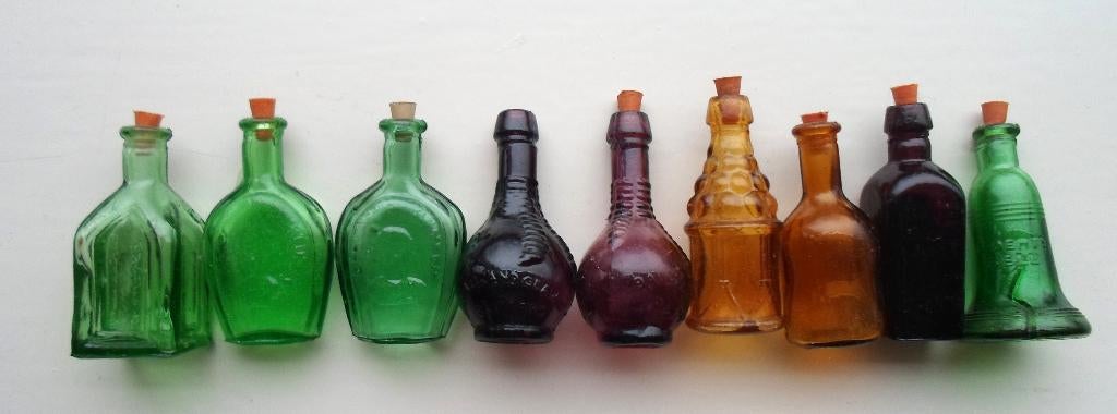 9 Miniatuur Wheaton flesjes. Made in Taiwan.Vintage jaren'70, Antiek en Kunst, Ophalen of Verzenden