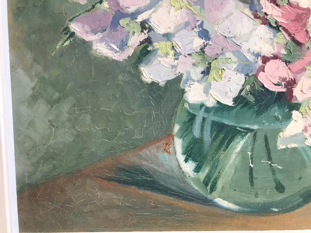 olieverf bloem stilleven paneel fred julsing, Ophalen of Verzenden