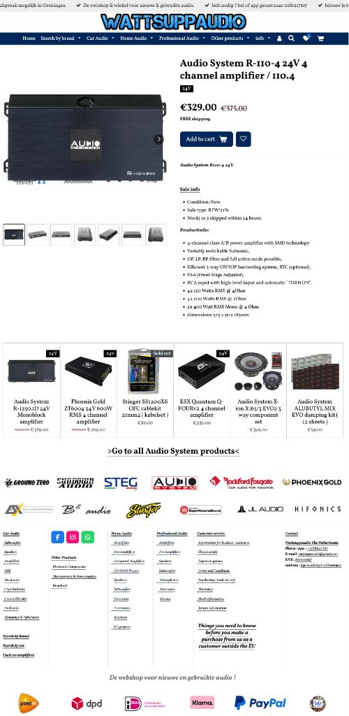 Audio System R-110-4 24V 4 kanaals versterker / r110.4 Truck, Auto diversen, Autospeakers, Info@optimount.nl, Nieuw, Ophalen of Verzenden