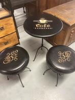 Bar set bistroset spaans 2 krukken met tafel compleet, 2 krukken, Ophalen of Verzenden, Zo goed als nieuw, 60 tot 90 cm