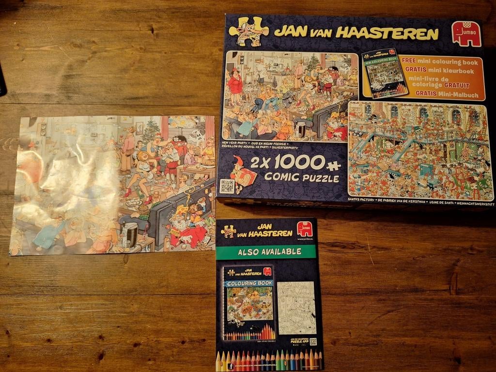 Jan van Haasteren combidoos 2x1000, Ophalen of Verzenden, 500 t/m 1500 stukjes, Zo goed als nieuw, Legpuzzel