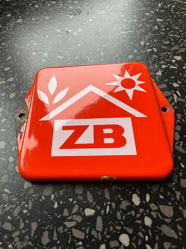 Oud emaille ZB deurpostje.  Deurpost., Ophalen of Verzenden, Gebruikt, Reclamebord