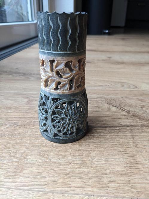 Speksteen oliebrander, Huis en Inrichting, Woonaccessoires | Kandelaars en Kaarsen, Gebruikt, Minder dan 25 cm, Overige materialen