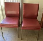 6 rode leren stoelen, Ophalen, Leer, Zo goed als nieuw, Vijf, Zes of meer stoelen