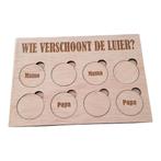 Houten kaart, wie verschoont de luier?, Ophalen of Verzenden, Nieuw, Overige thema's