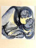 Moeder met kind - Aquarel - Ingelijst, Ophalen of Verzenden