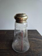 brocante glazen suiker strooier met verzilverde dop, Antiek en Kunst, Antiek | Glas en Kristal, Ophalen of Verzenden