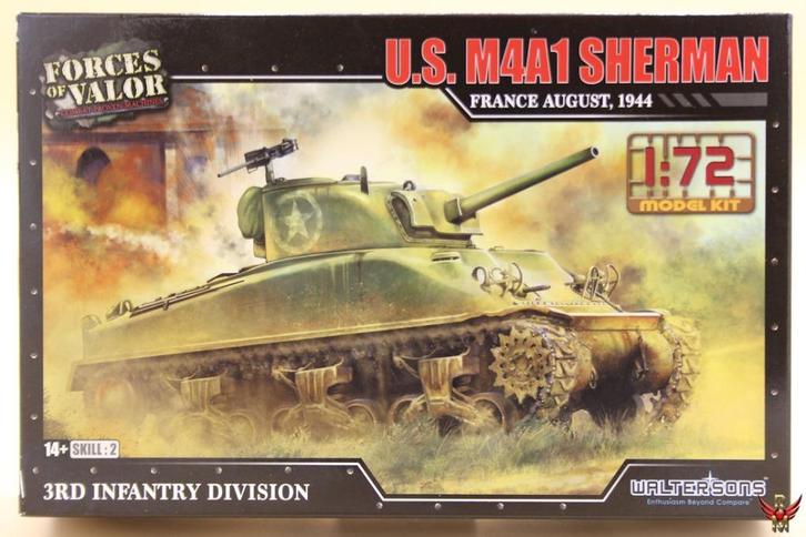 ROWASP | Forces of Valor 1/72 US M4A1 Sherman France August, Hobby en Vrije tijd, Modelbouw | Auto's en Voertuigen, Nieuw, Tank