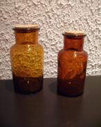 antiek glazen apothekerspotjes met kurk 2 stuks, Ophalen of Verzenden