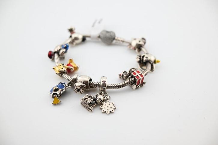 Pandora Armband met Disney Bedels, Sieraden, Tassen en Uiterlijk, Armbanden, Gebruikt, Zilver, Zilver, Ophalen of Verzenden