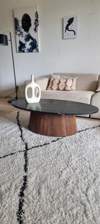 Eleonora Maxim ovale salontafel marmer met mangohout, Ophalen, 100 tot 150 cm, 50 tot 100 cm, Zo goed als nieuw