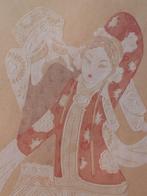 Mooie originele oude ingelijste Chinese knipkunst 27-35 cm., Antiek en Kunst, Ophalen of Verzenden