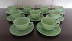 Vintage Jade groene theekopjes & schoteltjes Fire King USA., Antiek en Kunst, Antiek | Servies los, Ophalen of Verzenden