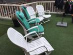 Volkunststof tuinstoelen met kussens, Tuin en Terras, Ophalen of Verzenden, Zo goed als nieuw, Kunststof, Verstelbaar