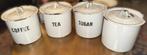 4 delig Coffee Tea Sugar emaille voorraadpotten made England, Ophalen