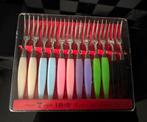 Vintage doosje 12 pastel cocktailvorkjes Little Fork  tapas, Ophalen of Verzenden